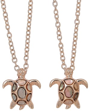 Rose Gold MOP Or Abalone Inlay Sea Turtle Necklace Assorted