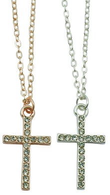 Cross Pendant With Crystal Inlay Necklace Assorted