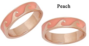 Rose Gold Wave With Peach Colored Enamel Ring Assorted Sizes 7-8-9