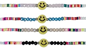 Crystal Bead And Fimo With Smile Face Pendant (B) Assorted