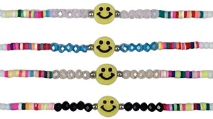 Crystal Bead And Fimo With Smile Face Pendant (B) Assorted