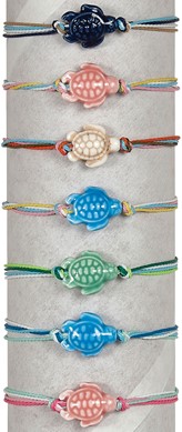 Ceramic Sea Turtle on Multi Strand Cord Slide-Knot Bracelet Assorted