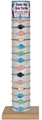 Ceramic Sea Turtle on Multi Strand Cord Slide-Knot Bracelet Assorted W/Tube/Base