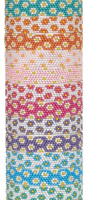 Wide Seed Bead With Daisy Slide-Knot Adjustable Bracelet Assorted