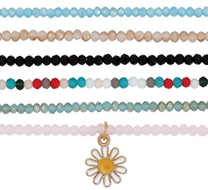 Crystal Bead With Daisy Flower Anklet Assorted