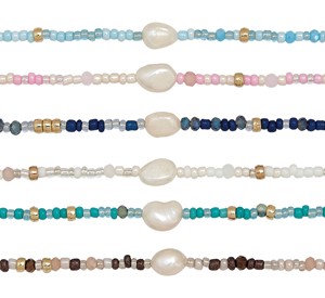 Seed Bead With Gold Beads And Freshwater Pearl Anklet Assorted