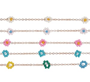 Mini Daisy Flower Rose Gold Chain Anklet Assorted