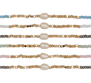 Seed Bead & Gold Bead With Freshwater Pearl Necklace Assorted