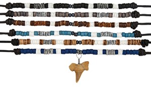 Coco With Dyed Shell Adjustable Shark Tooth Necklace Assorted