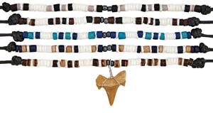 White Shell With Coco Beads Adjustable Shark Tooth Necklace Assorted