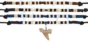 Coco With White Chip Shell Adjustable Shark Tooth Necklace Assorted