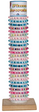 Fimo Disc With Frosted Bead Stretch Bracelet Assorted With Tube & Base