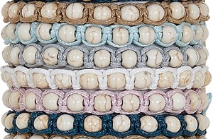 6mm Howlite Bead Macrame Adjustable Slide-Knot Bracelet (B) Assorted