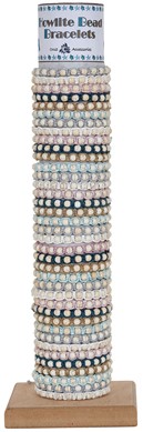 6mm Howlite Bead Macrame Adj Slide Knot Bracelet (B) Assorted With Tube & Base