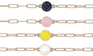 Rose Gold Paper Clip Chain With Smiley Face Anklet Assorted