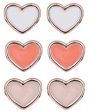 Rose Gold Enamel Heart Pendant Post Earrings Assorted