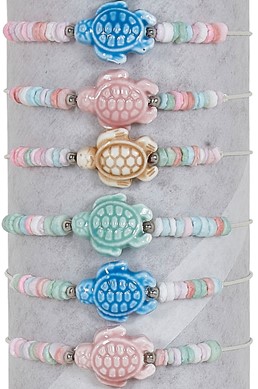 Dyed Shell With Enamel Sea Turtle  Adjustable Slide Knot Bracelet Assorted