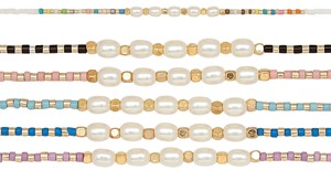 Mini Tube Bead With 5 Pearl Anklet Assorted