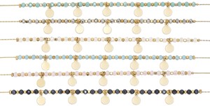 Facet Bead With Gold Circle Disc Necklace Assorted