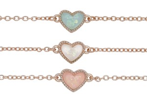 Sparkle Enamel Heart Pendant On Rose Gold Chain Anklet Assorted