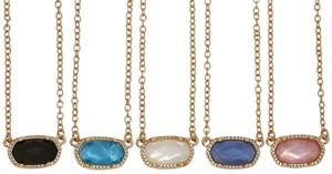 Oval Facet Pendant on Gold Chain Necklace Assorted