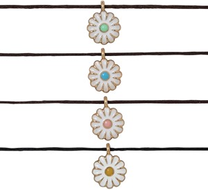 Enamel Daisy Pendant on Cord Anklet Assorted