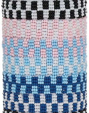 Seed Bead Block Pattern Adjustable Slide Knot Bracelet Assorted