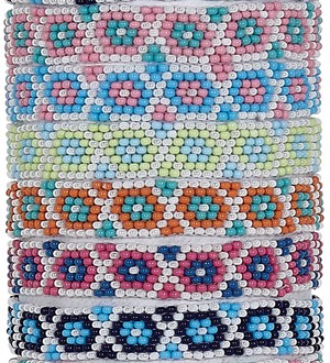 Seed Bead Hex Pattern Adjustable Slide Knot Bracelet Assorted