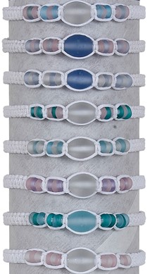 Oval & Seed Bead Glass Bracelet Slide Knot Adjustable Assorted