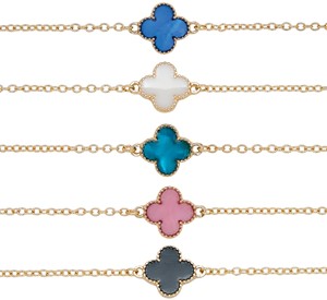 Clover Pendant On Gold Chain Bracelet Assorted
