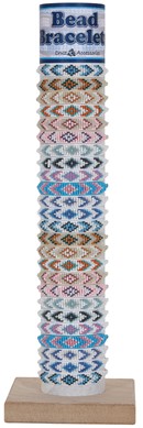 Mini Seed Bead Pattern Adjustable Slide-Knot Bracelet (D) Assorted W/Tube & Base