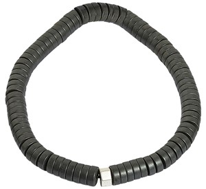 Hematite With Silver Bead Stretch Bracelet
