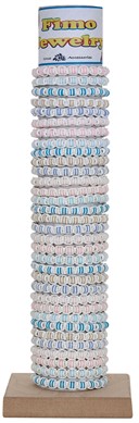 6MM Fimo Disc And Cord Adjustable Slide Knot Bracelet (A) Asst With Tube & Base