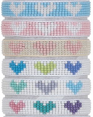 3 Heart Seed Bead Adjustable Slide Knot Bracelet Assorted