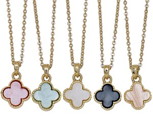 Mini Clover Pendant On Gold Chain Necklace Assorted