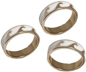 Rose Gold Wave With White Colored Enamel Ring Assorted Sizes 7-8-9