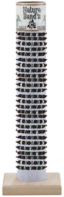 Black & Striped Bead Pattern Adj Slide-Knot Leather Bracelet Asst W/Tube & Base