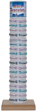 White Circle Wave on Multi Cord Slide-Knot Adj Bracelet Assorted W/Tube & Base