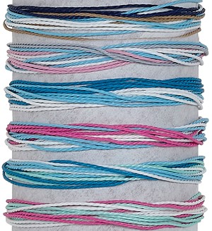 12-Strand Multi Color Wax Cord Adjustable Slide-Knot Bracelet (J) Assorted