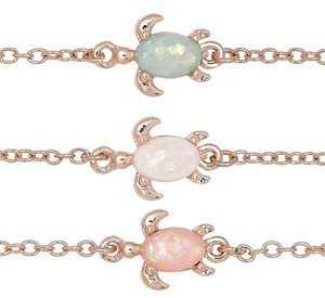 Rose Gold Sparkle Finish Sea Turtle Anklet Assorted