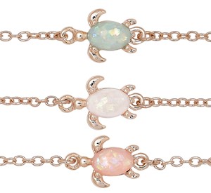 Rose Gold Sparkle Finish Sea Turtle Anklet Assorted