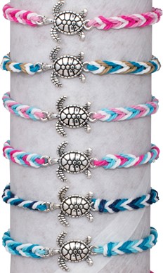 Twist Weave With Silver Turtle Adjustable Slide Knot Bracelet Assorted