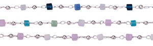 Mini Glass Square Bead Anklet Assorted