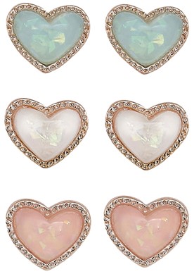 Sparkle Resin Heart Pendant Post Earrings Assorted