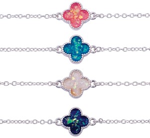 Sparkle Clover Pendant On Silver Chain Anklet Assorted