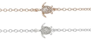 Silver & Gold Rhinestone Sea Turtle Anklet Assorted