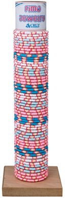 Elastic Pastel Fimo Disc Block Pattern Slide Knot Bracelet Assort W/Tube & Base