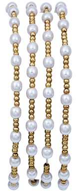 Elastic Stretch 2MM Gold Bead With Pearl Bracelet