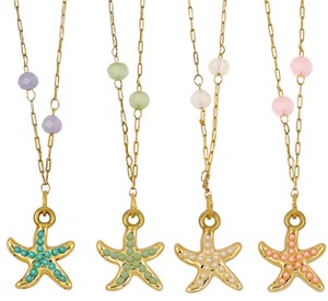Starfish Pendant And Facet Bead Necklace Assorted