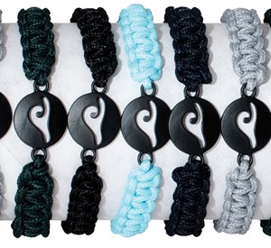 Wave Pendant On Paracord Slide Knot Bracelet Assorted